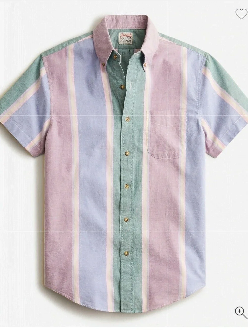 J.Crew Broken-in Oxford Shirt Organic Cotton LG Pastel Stripes XL 44-46 BNWT